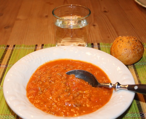 Tyrkisk linsesuppe med kød, 5 personer