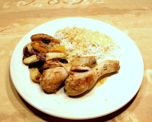 Grydestegt kylling med ris og rodfrugter, 4 pers.