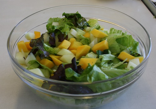 Salat med avocado og melon